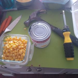 Me vs. Corn - we'll fight it out until one of use needs a bandaid. 